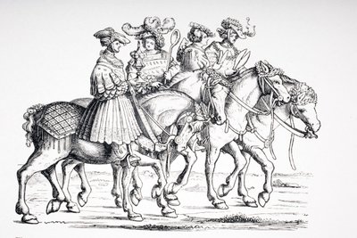 Oficiales de la Mesa y de la Cámara de la Corte Imperial de Maximiliano I, después de un grabado de 1512 en 